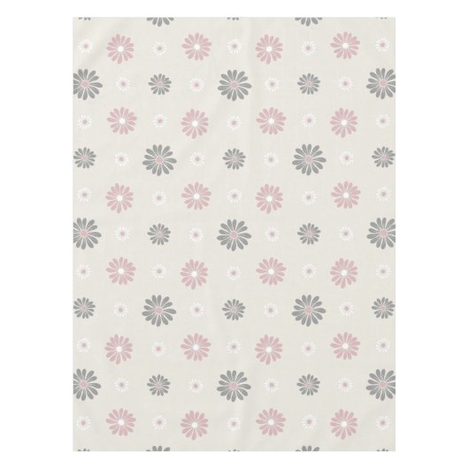 ピンクとグレーの花 テーブルクロス (正面)