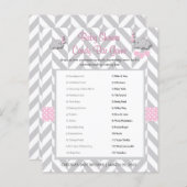 ピンクとグレーの象の赤ちゃんシャワーゲーム (正面/裏面)