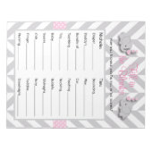 ピンクとグレーの象の赤ちゃんシャワーゲーム – カスタム ノートパッド (正面)