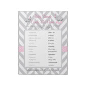 ピンクとグレーの象の赤ちゃんシャワーゲーム ノートパッド (回転)