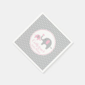 ピンクとグレーの象の赤ちゃんシャワーペーパーナプキン スタンダードカクテルナプキン (角)
