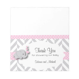 ピンクとグレーの象の赤ちゃんシャワー |キャンディトッパー ノートパッド