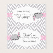 ピンクとグレーの象の赤ちゃんシャワー |キャンディトッパー 名刺 (外部フラット)