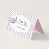 ピンクとグレーの象の赤ちゃんシャワー |キャンディトッパー 名刺 (裏面)