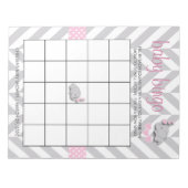 ピンクとグレーの象 |ベビーシャワー – ゲーム ノートパッド (正面)