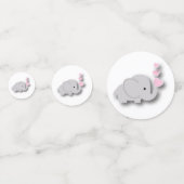 ピンクとグレーの象🐘 |赤ちゃんシャワー コンフェッティ (正面)