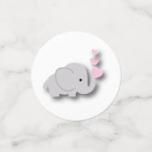 ピンクとグレーの象🐘 |赤ちゃんシャワー コンフェッティ (スモール正面)