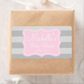 ピンクとグレーの赤ちゃんシャワーのウォーターボトルラベル ラベル (インサイチュ)
