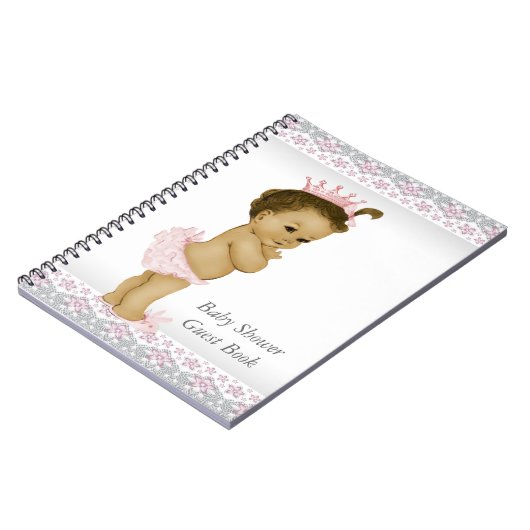 ピンクとグレーの赤ちゃんシャワーのゲストブック ノートブック (左側)