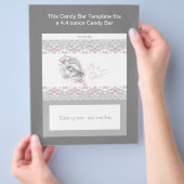 ピンクとグレーの赤ちゃんシャワーキャンディバーラッパー チラシ (手)