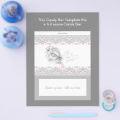 ピンクとグレーの赤ちゃんシャワーキャンディバーラッパー チラシ (シングル)