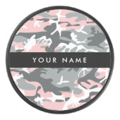ピンクとグレーの迷彩自分の名前をパーソナライズ アイスホッケーパック (正面)