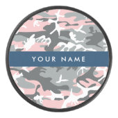 ピンクとグレーの迷彩自分の名前をパーソナライズ アイスホッケーパック (正面)