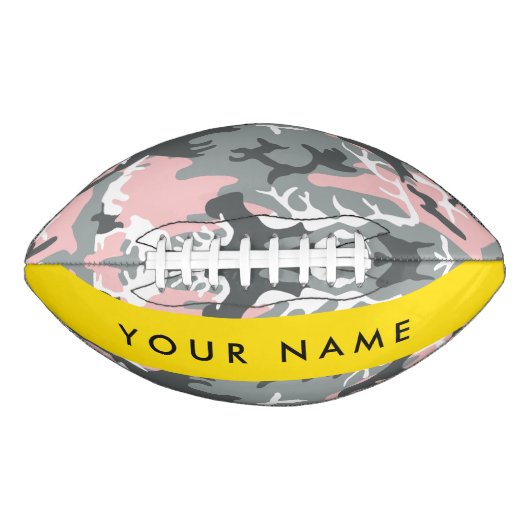 ピンクとグレーの迷彩自分の名前をパーソナライズ アメリカンフットボール (正面)