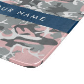 ピンクとグレーの迷彩自分の名前をパーソナライズ カッティングボード (角)