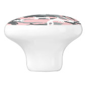 ピンクとグレーの迷彩自分の名前をパーソナライズ セラミックノブ (側面)