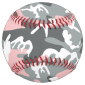 ピンクとグレーの迷彩自分の名前をパーソナライズ ソフトボール (正面)