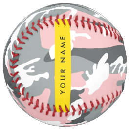 ピンクとグレーの迷彩自分の名前をパーソナライズ ソフトボール