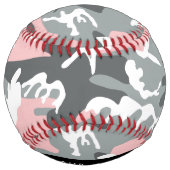 ピンクとグレーの迷彩自分の名前をパーソナライズ ソフトボール (裏面)