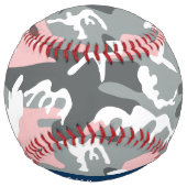 ピンクとグレーの迷彩自分の名前をパーソナライズ ソフトボール (裏面)