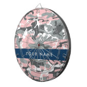 ピンクとグレーの迷彩自分の名前をパーソナライズ ダーツボード (正面右)