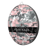ピンクとグレーの迷彩自分の名前をパーソナライズ ダーツボード (正面右)