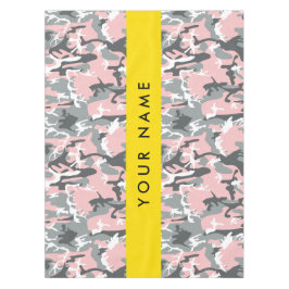 ピンクとグレーの迷彩自分の名前をパーソナライズ テーブルクロス