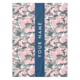 ピンクとグレーの迷彩自分の名前をパーソナライズ テーブルクロス
