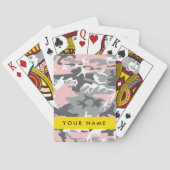 ピンクとグレーの迷彩自分の名前をパーソナライズ トランプ (裏面)