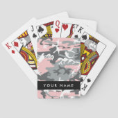 ピンクとグレーの迷彩自分の名前をパーソナライズ トランプ (裏面)