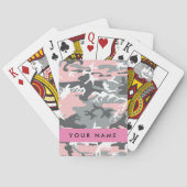 ピンクとグレーの迷彩自分の名前をパーソナライズ トランプ (裏面)