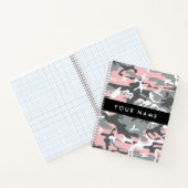 ピンクとグレーの迷彩自分の名前をパーソナライズ ノートブック (内部)