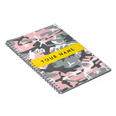 ピンクとグレーの迷彩自分の名前をパーソナライズ ノートブック (右側)