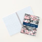 ピンクとグレーの迷彩自分の名前をパーソナライズ ノートブック (内部)