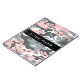 ピンクとグレーの迷彩自分の名前をパーソナライズ ノートブック (左側)