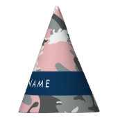 ピンクとグレーの迷彩自分の名前をパーソナライズ パーティーハット (右)