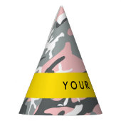 ピンクとグレーの迷彩自分の名前をパーソナライズ パーティーハット (左)