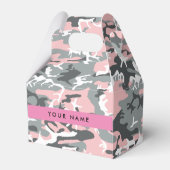 ピンクとグレーの迷彩自分の名前をパーソナライズ フェイバーボックス (正面サイド)