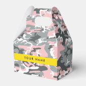 ピンクとグレーの迷彩自分の名前をパーソナライズ フェイバーボックス (正面サイド)