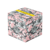 ピンクとグレーの迷彩自分の名前をパーソナライズ フォトキューブ (裏面アングル)