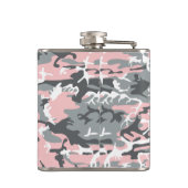 ピンクとグレーの迷彩自分の名前をパーソナライズ フラスク (裏面)