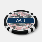 ピンクとグレーの迷彩自分の名前をパーソナライズ ポーカーチップ (シングル)