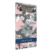 ピンクとグレーの迷彩自分の名前をパーソナライズ ミニクリップボード (アングル)