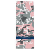 ピンクとグレーの迷彩自分の名前をパーソナライズ ワインギフトバッグ (正面)