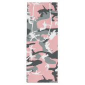 ピンクとグレーの迷彩自分の名前をパーソナライズ ワインギフトバッグ (裏面)