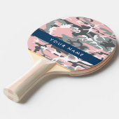 ピンクとグレーの迷彩自分の名前をパーソナライズ 卓球ラケット (正面アングル)