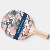 ピンクとグレーの迷彩自分の名前をパーソナライズ 卓球ラケット (横)