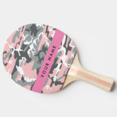 ピンクとグレーの迷彩自分の名前をパーソナライズ 卓球ラケット (横)