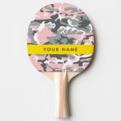 ピンクとグレーの迷彩自分の名前をパーソナライズ 卓球ラケット (正面)