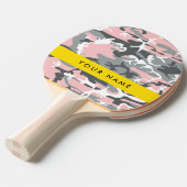 ピンクとグレーの迷彩自分の名前をパーソナライズ 卓球ラケット (正面アングル)